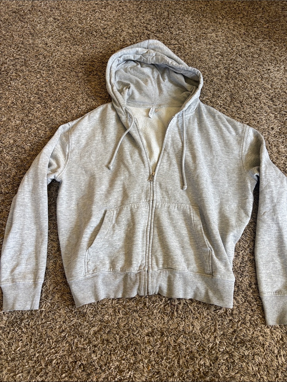 Classic H&M Lightweight Zip-Up Hoodie in Heather Gray